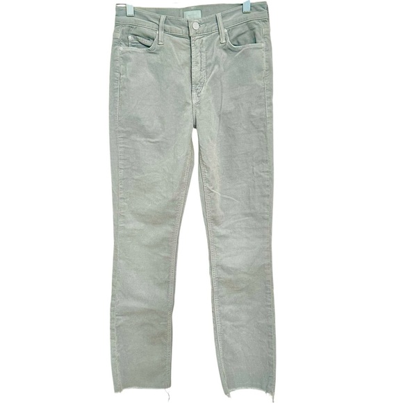 Mother Mid Rise Dazzler Ankle Fray Corduroy Jeans Pants Gray Green 26 Short - Picture 9 of 10